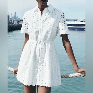 Last drop 📍ZARA ZW Collection WHITE DRESS WITH CUTWORK EMBROIDERY